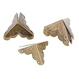 F Fityle 20 Piezas de Esquinas Antiguas, Maleta de Madera, Pies Decorativos, Protector de Esquinas de Pierna - Bronce