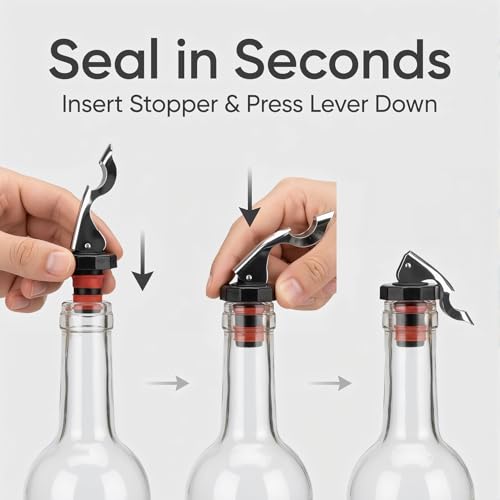 Wine Stoppers, Food-safe Silicone Bottle Stoppers, Expanding Manual Beverage Stopper, Reusable Wine Bottle Corks, Creates Airtight Seal, Assorted Colors 4 Pack (Assorted) by M MUGIT - Used condition - Image 7
