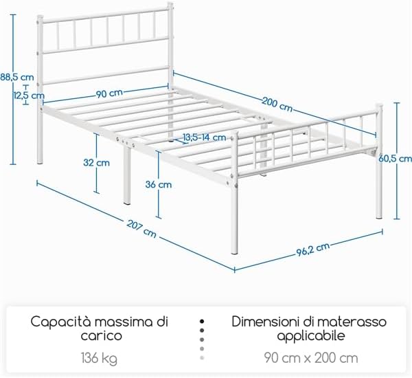 Dimensions of Yaheetech Single Bed Frame