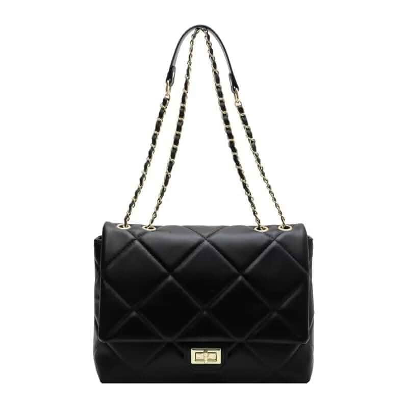 Crossbody Leather Purses for Women, Quilted Bag with Chain Strap, Tote Handbag for Purses & Phone