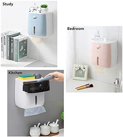 REOOHOUSE Wall-Mounted Paper Towel Dispenser Rolls Tissue Holder Box with Small Drawer (GRAY)