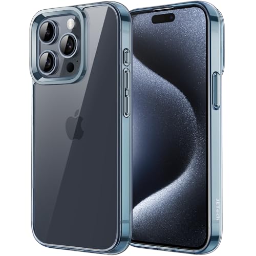 Image of JETech Cover Case for iPhone 15 Pro Max 6.7-Inch, Non-Yellowing Shockproof Phone Bumper Cover, Anti-Scratch Clear Back (Blue)