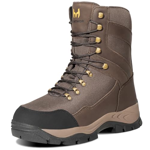 Hunting Boots for Men, Leather with EVA Midsole, Insulated Waterproof Hiking Next Camo G2 Outdoor Boots, Lightweight and Breathable Shoes for Outdoor Activities (Size, 7-14) 11.5 Brown