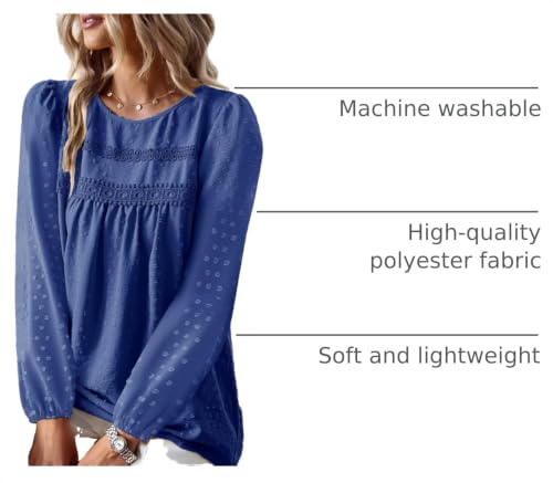 Image of Falechay Womens Tops Flowy Boho Dressy Casual Lace Cute Long Sleeve Shirts