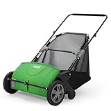 21' Push Lawn Sweeper, Heavy Duty Leaf Collector with 3.5 Cu. ft. Bag, Walk Behind Grass Sweeper, Dual Spinning Brushes, Adjustable Height for Leaves, Pine Needles & Yard Debris
