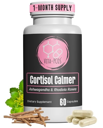 VITA-PCOS Cortisol Supplement for Women – Cortisol Vitamins for Endocrine & Energy Stabilizing Formula for Women – Rhodiola Rosea Extract, Ashwagandha, L-Theanine, & Phosphatidylserine – 60 Capsules