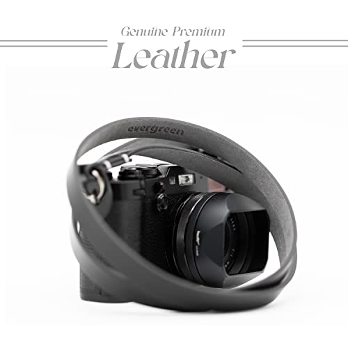 Evergreen Genuine Leather Minimalist Neck Shoulder Slim Camera Strap (Black) #TOP3