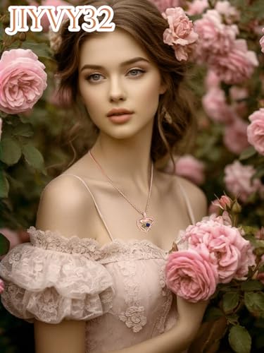 Rose Heart Necklace Gifts for Women - Rose Gold Double Birthstone Necklace, Wedding Anniversary Birthday Gifts for Her Wife Mom Friend Daughter Grandma Sister3