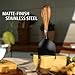 hecef Cheese Knife Set of 3, Includes Pronged, Hard Cheese & Chisel Knife, Matte Black Stainless Steel Knives with Wood Grain Handles, Cheese Tools for Charcuterie Boards, Entertaining, Feast