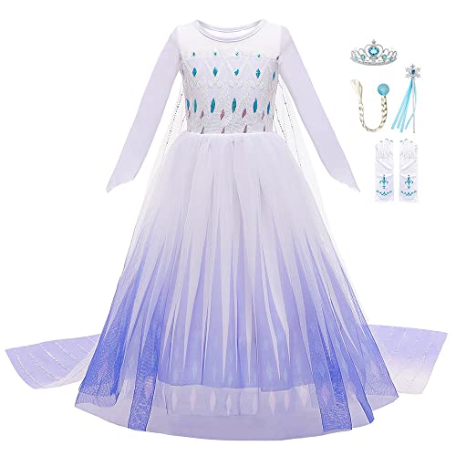 Ttiaoyu Princess Elsa Costume For Girls Toddler Princess Dress Up With Accessories Party Halloween Christmas Cosplay Queen Snow Dress (White, 2-3 Years) #TOP9