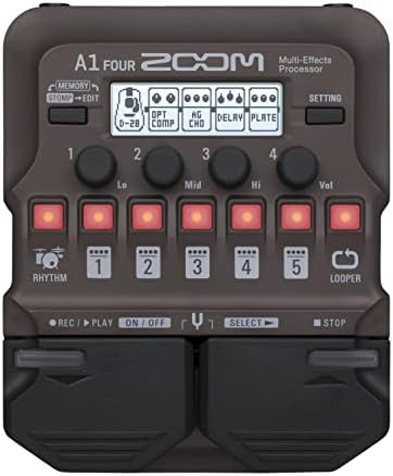 Zoom A1 FOUR Acoustic Instrument Multi-Effects Processor Pedal, Acoustic Modeling, Looper, Rhythm Section, For Guitar, Saxophone, Trumpet, Violin, Harmonica, and Upright Bass