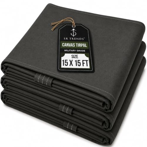 Image of 1200 GSM Extreme Power Canvas Tirpal - Industrial-Grade Waterproof Resistance Canvas Tarpaulin | Extra Thick, Tear-Proof & UV Shielded | Built for Heavy Commercial Use (Grey, 15 X 15 FT)