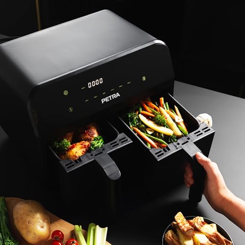 Petra PT4750BLK 7.4L Dual Air Fryer - Removable Non-Stick Cooking Drawers, Sync & Match Functions, XL Frying Trays, Adjustable Temperature, Digital LED Display, 6 Presets and 60-Minute Timer, 2400W - Image 8