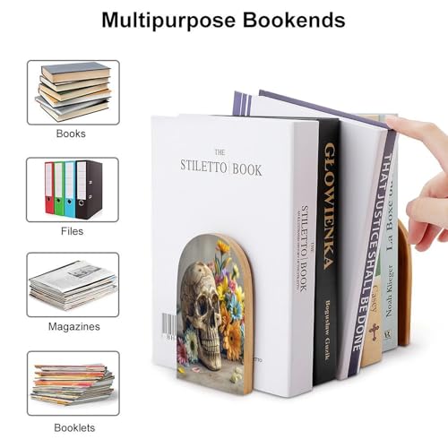 Sujetalibros de calavera resistente para evitar caídas de libros en estanterías 4