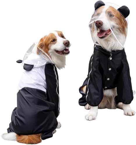 JBJSHHY 犬用レインコート 犬レインコート 犬 カッパ 犬服 ペット雨具 梅雨 対応 反射テープ付 着せやすい リード穴あり 帽子付 通気 完全防水 耐久性 快適 防風 防水 お出かけ お散歩 濡れない 可愛い 小型犬 中型犬 (2XL,パンダ)