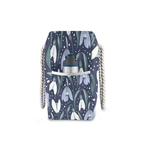 Women Large Beach Bag Snowdrops Flowers Travel Tote Bags for Gym Sport Shoulder Bag3