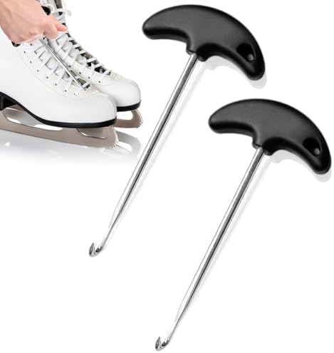 LUTQ 2-Pack Skate Lace Tighteners - Ice Hockey Skate Lace Tightener Tool - Stainless Steel Shoe Lace Tightener for Hockey Skate, Boot Lace Hooks for Ice-Skates Boots