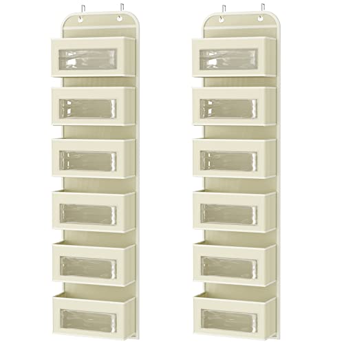 Image of YOUDENOVA Over The Door Organizer, 6-Shelf Door Storage for Bathroom, Dorm, College, Hanging Door Organizer, Baby Organizer for Diapers, Beige, 2 Packs