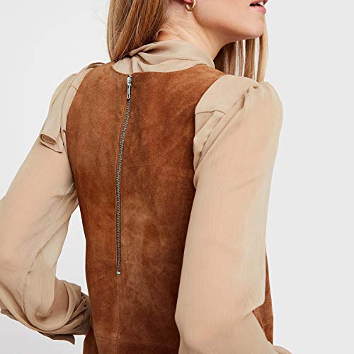 R.Vivimos Women's Fall Faux Suede Vintage V Neck Sleeveless Overall Dress with Pockets4