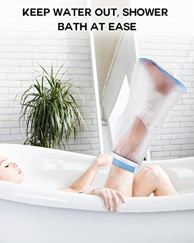 DNEOUXI Waterproof Leg Cast Cover for Showering with Non-Slip Bottom, Reusable Adult Half Leg Cast Protector Cast Bag for Shower Leg Ankle Foot After Surgery Bandage Dressing Wound Burns
