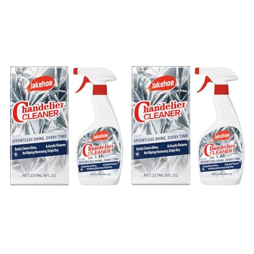 Limpiador de lámparas de araña en spray seco – Fórmula sin limpieza para cristal, vidrio y latón, brillo sin rayas con alcance de 25 pies, 237 ml (2 unidades)