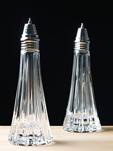 Salt And Pepper Shaker Set - Spice Dispenser Set - Cut Crystal - Large Beautiful Shakers - 7.5" H - Made In Europe - By Barski #TOP4