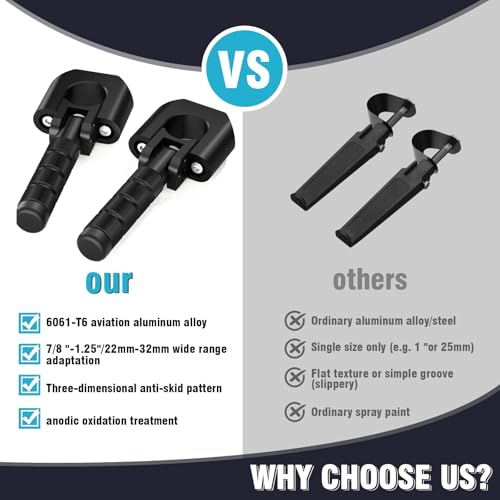 Image of Motorcycle Highway Foot Pegs Adventure Footpegs 7 /8 inch-1.25 inch Crash Bar Rest Pedal CNC Universal for KLR 650 DR650 XR650L TW200 CRF300L 390 /790 /890 /1290 Tenere 700 V-storm ADV Dual Sport Black