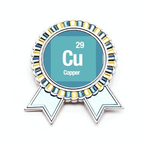 Broche en cuivre Cu pour veste : badge de science et médaille de vainqueur en métal
