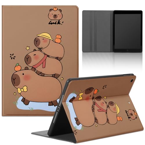 Tablet Cover per Apple iPad 4/2/3 9,7', Carino Cartoon Anime Aesthetics Capybara Motivo con Funzione Pelle PU Holder Flip con Silicone Regolabile Protezione Antiurto Tablet Case,marrone