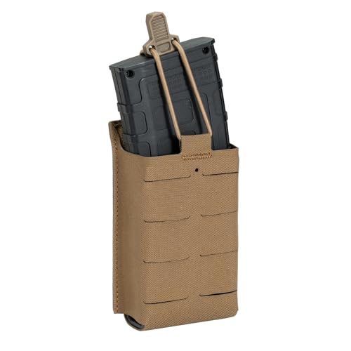 IDOGEAR Rifle Mag Pouch 5.56mm Magazine Pouch with Quick Release Insert Clip MOLLE AR M4 M16 Mag Holder Laser-Cut Pouch (Coyote Brown) - IDOGEAR