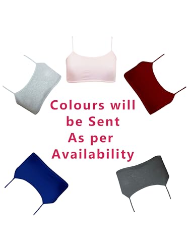 DChica Girls Cotton Tranning Bra | Single Front Layer Adjustable Straps Training Bra for Teenagers | Solid Crop Cami Bralette - Assorted Pack of 102