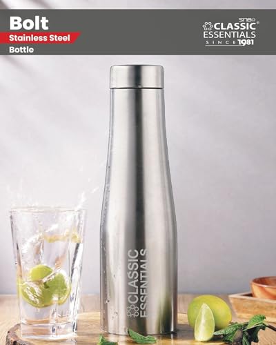 Image of CLASSIC ESSENTIALS Stainless Steel Inox Puro Sipper Bottle for Sports, School, Home, Office, Travel | Water Bottle 1 litre, Navy Blue, 1000ml Pack of (6)