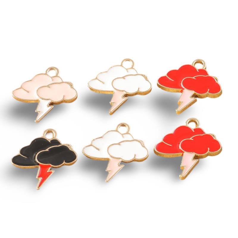 Ozdoby 10pcs urocze błyskawicy chmurki wisiorki do robienia naszyjnika DIY Bransoletka zaopatrzenia w rzeźbę