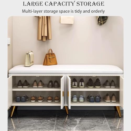 Banc de rangement à chaussures moderne de 60 cm avec porte cachée - 7