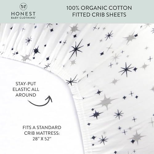 Image of HonestBaby Unisex-Baby Classics Fitted Crib Sheets Set Standard Mattress, 100% Organic Cotton Baby Boys, Girls, Neutral, 1 Pack - Sketchy Floral Pink, One Size