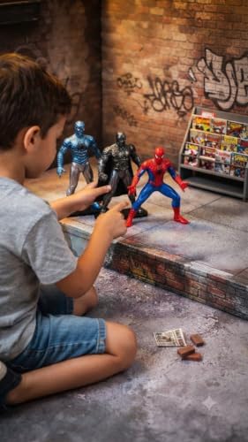Image of pmw - Spider-Man Action Figure Set, Pack of 3, Multicolour | Classic & Variant Suits, Collectible Figurines, Marvel Characters, Display Ready, Kids & Collectors