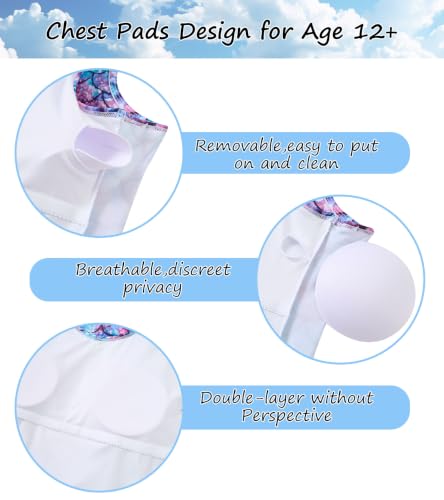 Image of Belovecol Girls Swimsuits 2Pcs Tankini Bathing Suit 4-16Y Bra Pads for 12Y+