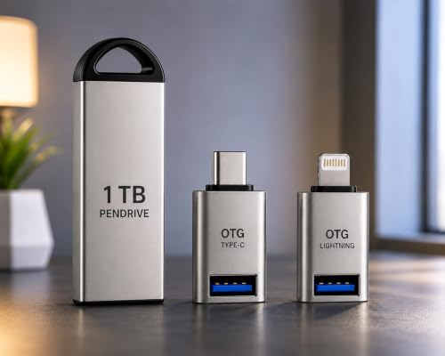 Image of 1 TB Pen Drive with OTG Type-C and Lightning ipaid /iPhone Adapters, | High Speed Read & Write Pen Drive, Magnetic, X-Ray & Temperature Resistant, Compatible with Windows
