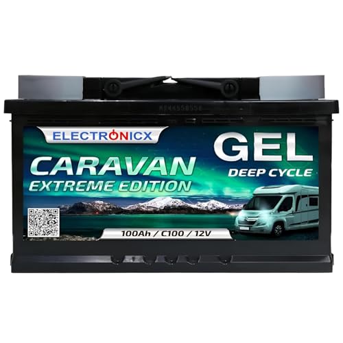 Electronicx Caravan Extreme Edition 100Ah / C100 / 12V Batterie Gel – 100 Ah – Batterie 12V Camping-Car, Van, Bateau, Marine, Solaire – sans Entretien & Robuste...