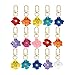 Dreuyet 15 Pcs Flower Keychain Bohemian Daisy Flower Matte Floral Petal Layered Tiered Key Chains Bag Purse Charms (Colorful)