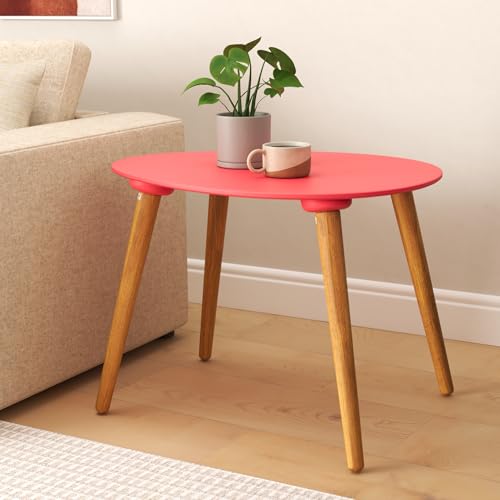 Image of Shoppee Fold-able Oval Shaped Side Table /Tea Coffee Breakfast Table (Red Small)