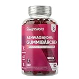 Ashwagandha Gummies - 1200 mg pro Portion - 120 Vegane Gummibärchen - 2 Monate Vorrat - Natürlicher Himbeergeschmack - Täglich 2 Gummibärchen - Withania Somnifera - WeightWorld