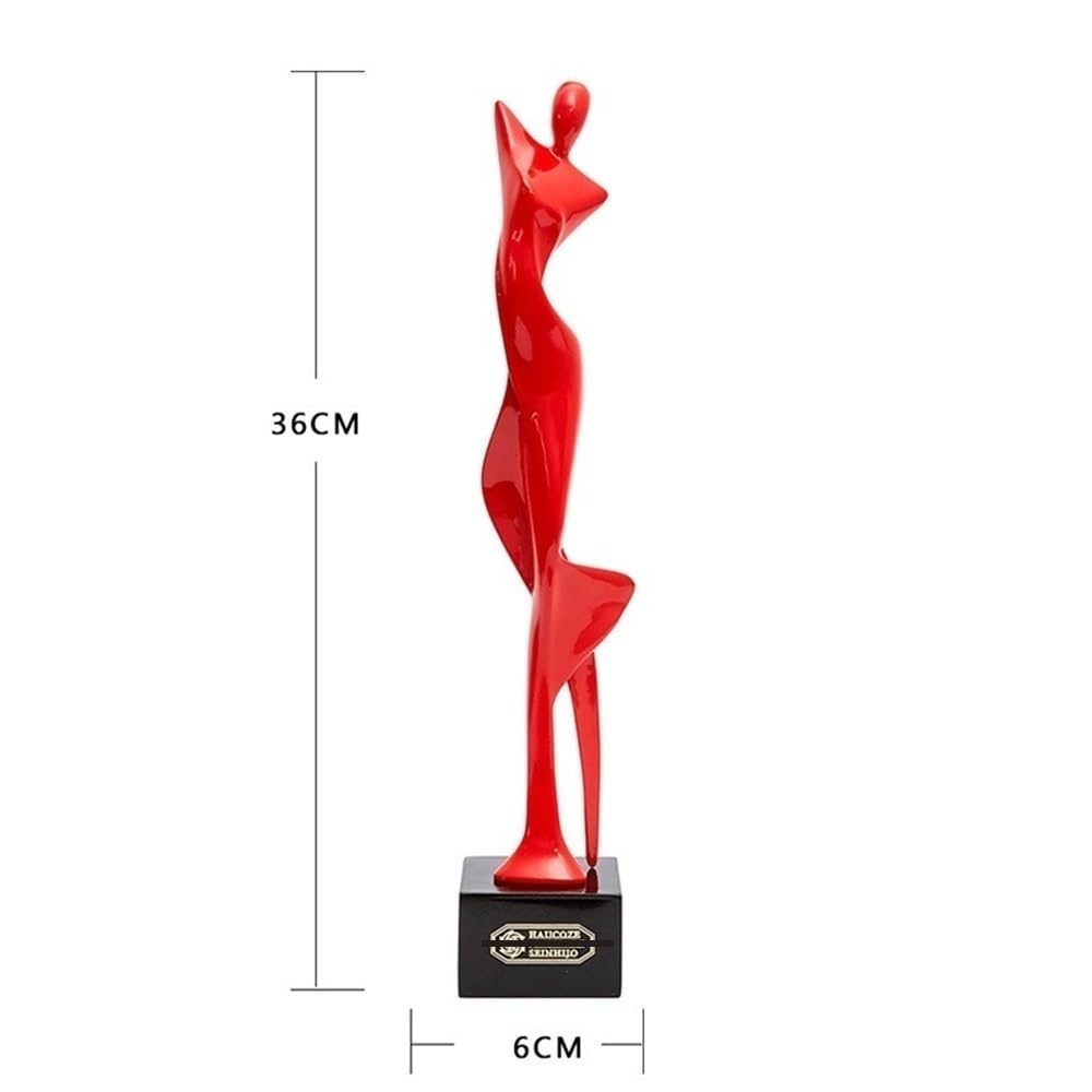 Harz Abstrakte Skulptur Statue Sammeln Figuren Home Büro Bücherregal Desktop Decor(Red)
