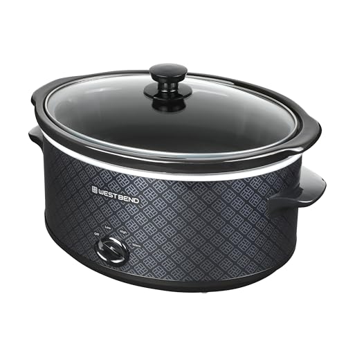 West Bend Slow Cooker 6-Quart Manual Crockery Style with Dishwasher Safe Oval Ceramic Crockpot and Glass Lid Two Temperature Settings Plus Keep Warm, 330-Watts, Black by West Bend - Used condition - Image 6