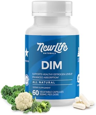 NewLife Naturals DIM Supplement 300mg for Women & Men – Hormonal Acne, Estrogen Balance Pills, Post Menopause Relief | Healthy Estrogen Level | Hormonal Balance – Bioperine | PCOS – 60 Day Supply