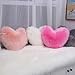 HANDKEI Love Pillow, Heart-Shaped Long Plush, Pink Imitation Wool, Living Room Sofa, Cute Cushion, Bedside Cushion (Pink, 11.81 inch X 15.74 inch)