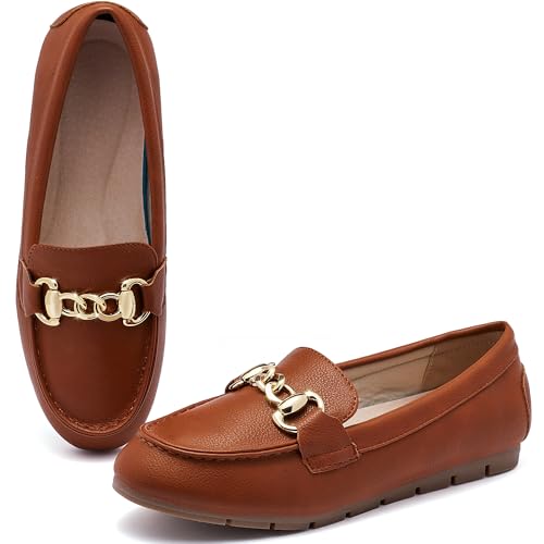 Image of ABEJOJO Women's Loafer Shoes, Comfortable Slip on Casual Flat Penny Shoes for Walking, Driving, Dressy