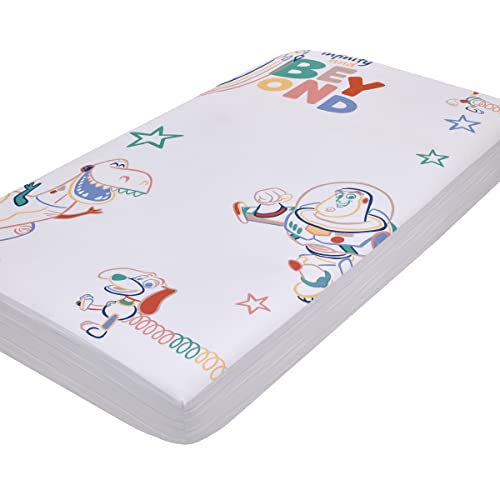Image of Disney Toy Story Green, Red, Blue and White to Infinity and Beyond Color Crazy Nursery Photo Op Fitted Crib Sheet