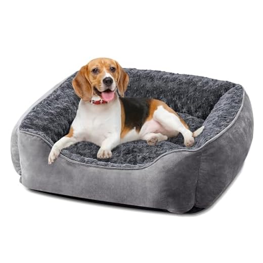 JOEJOY Dog Bed Medium - Washable Rectangle Dog Beds, Anti-Anxiety, Soft Plush Non-Slip Bottom Pet Bed - Small | Medium | Large Size Mattress Mat, Grey