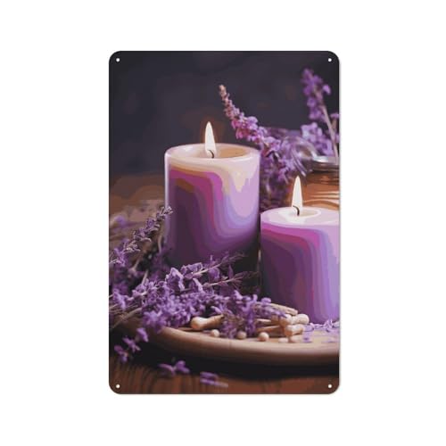 Peinture métal violet lavande avec bougies pour une chambre élégante